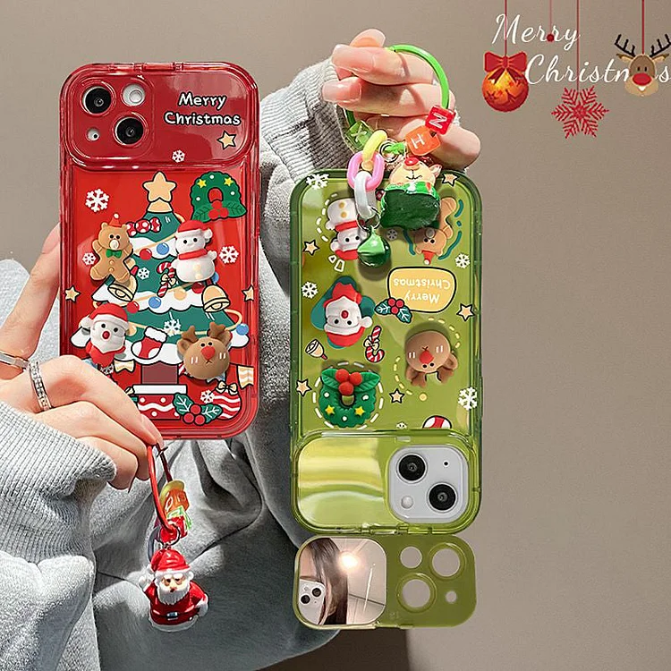 🎄Last Day 49% OFF🎄Christmas Tree Pendant Flip Mirror Case Cover For iPhone🎅