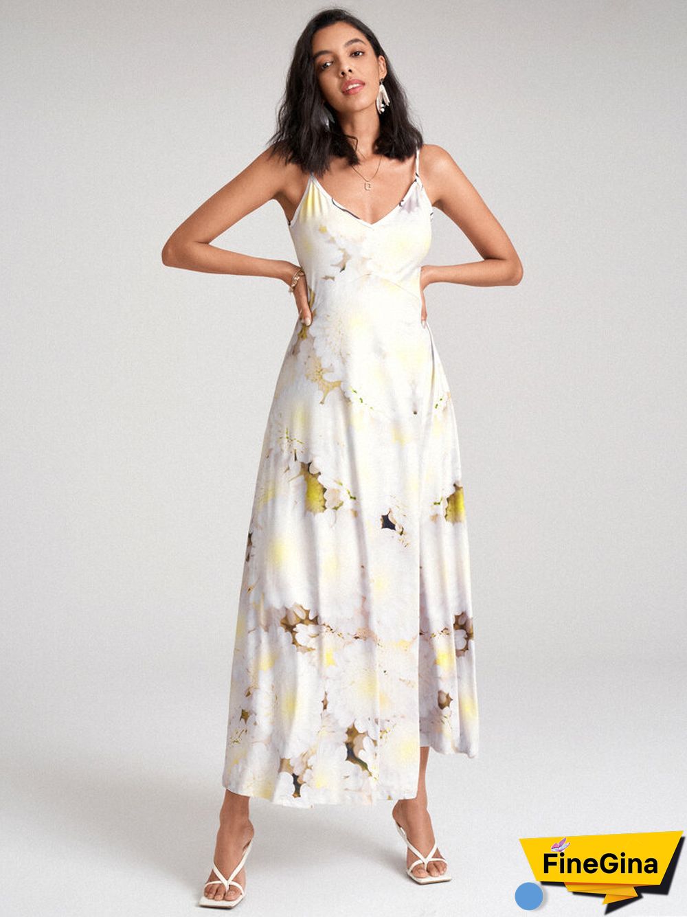 Tie Dye Spaghetti Strap Open Back Swing Maxi Dress