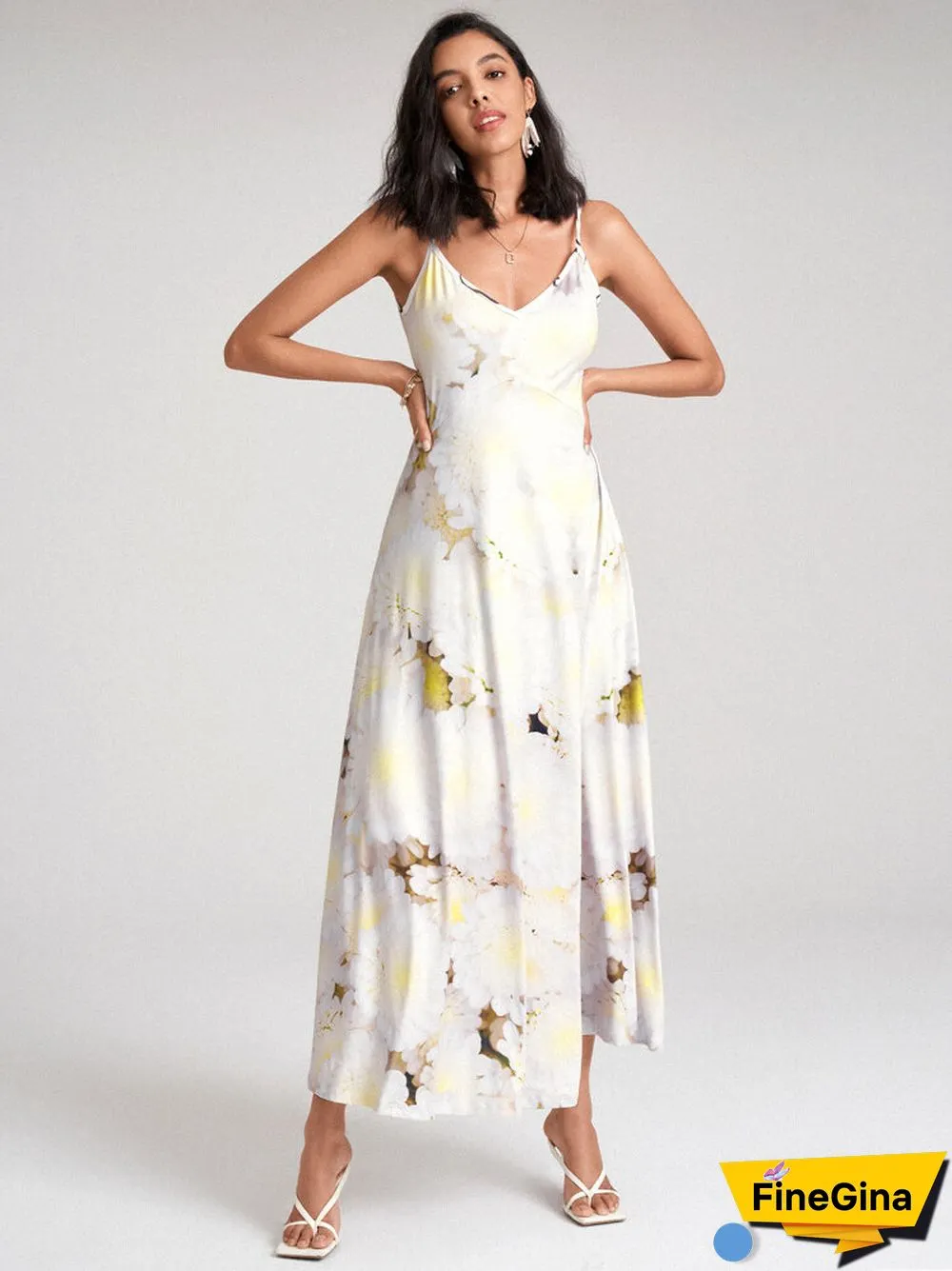 Tie Dye Spaghetti Strap Open Back Swing Maxi Dress