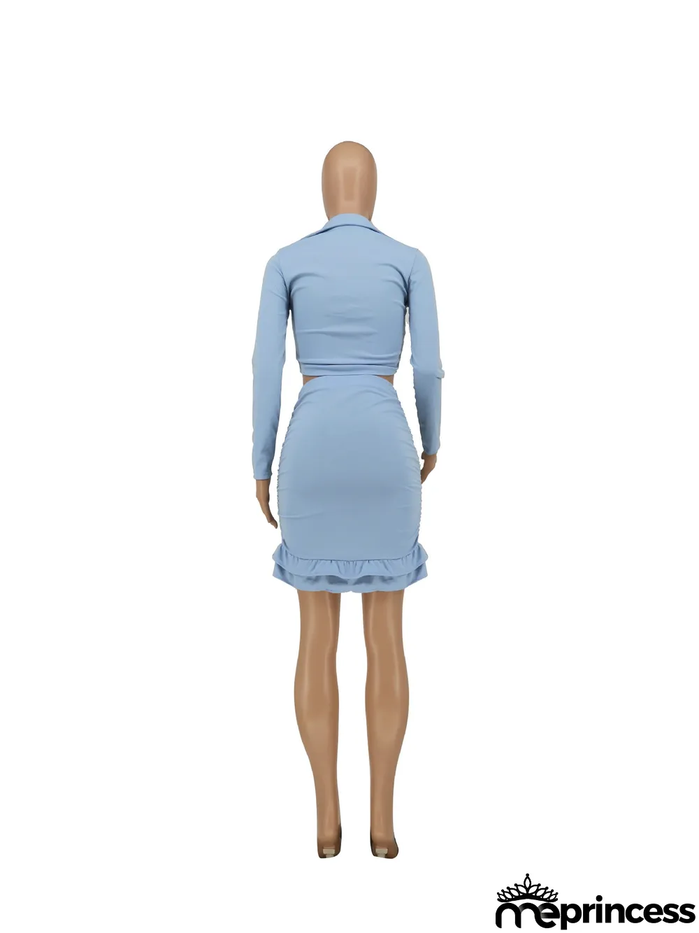 Sexy Temperament Long-Sleeved V-Neck Tie Pleated Two-Piece Suit