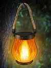 Solar Lanterns Lights with Dual Charging Modes of Solar & Type-C Flickering Flame Garden Light for Garden Yard Patio Decorative