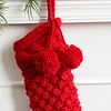 Red Cream Christmas Decor Gift Knitting Long Sock