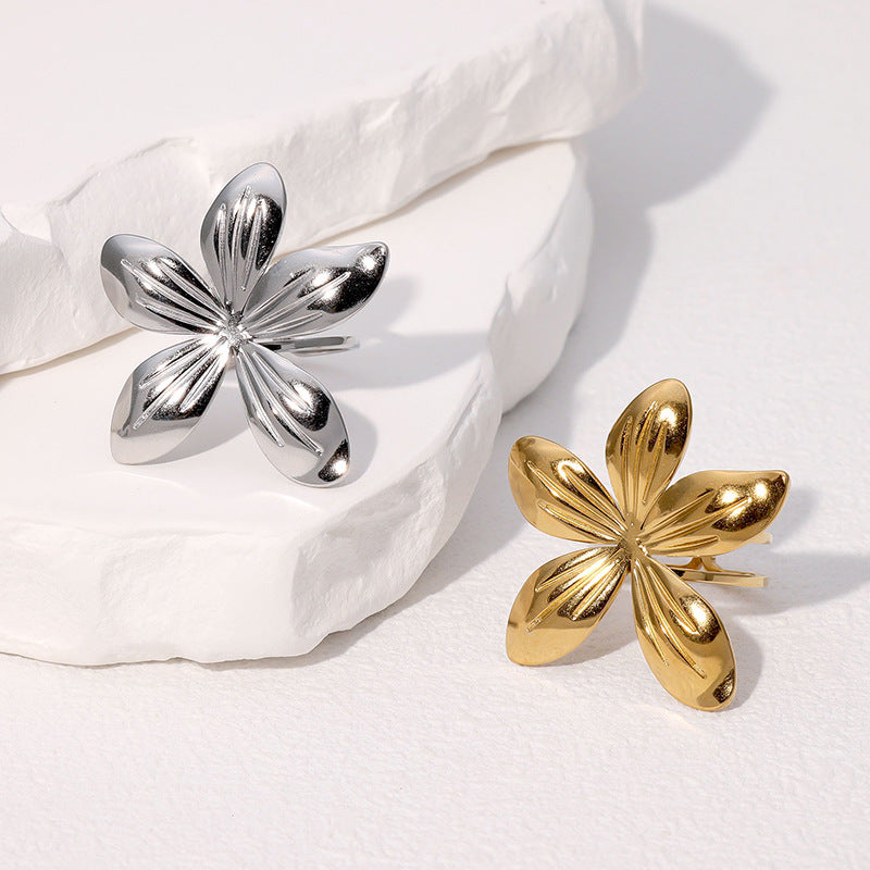 Ins Personality Simple Holiday Style All-Match Gold-Plated Stainless Steel Open Ring Female