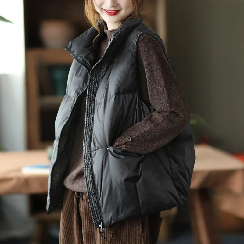 Uveng Uveng New Down Cotton Han Version Of Autumn And Winter Loose Thin Horse Clip Women's Fashion Vest Top