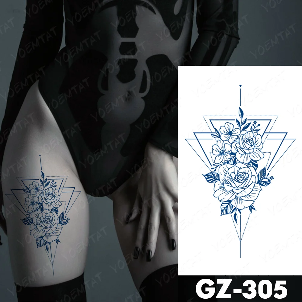 Sdrawing Juice Lasting Ink Waterproof Temporary Tattoo Sticker Genipin Herbal Tatoo Women Body Art Fake Tatto Snake Flower