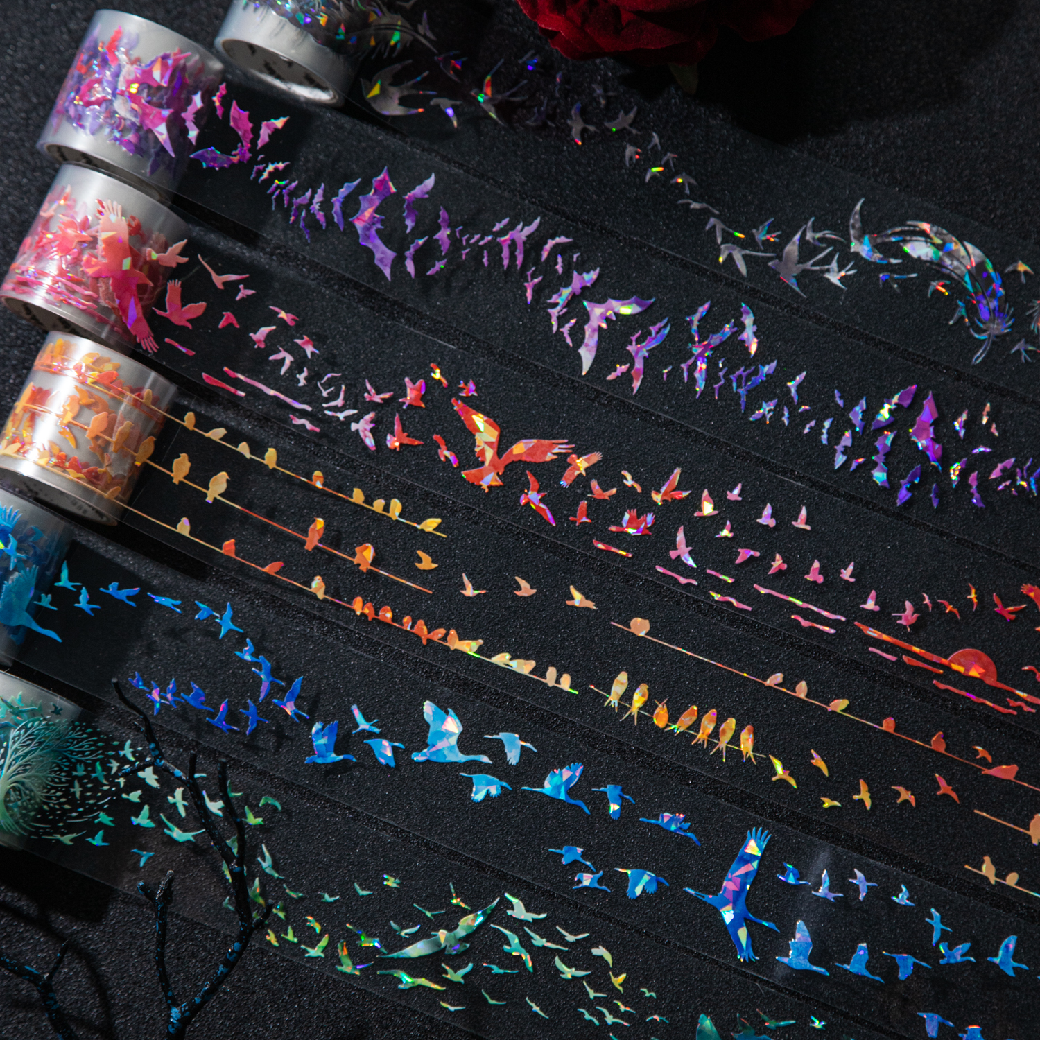 PET 테이프 - 40mm*200cm 날아다니는 새들은 흐릿한 시리즈 다채로운 새들