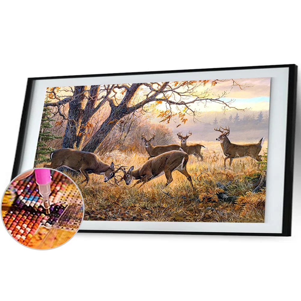 Diamond Painting - Full Round Drill - Deer Family(80*40cm)