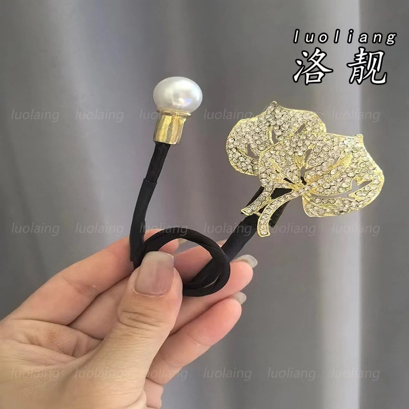 Women’s Minimalist Peacock Feather Flower Alloy Plating Inlay Rhinestones Hair Band