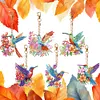 6Pcs Double Side Diamond Art Keyring Keychain Pendant Home Decor (Hummingbird)