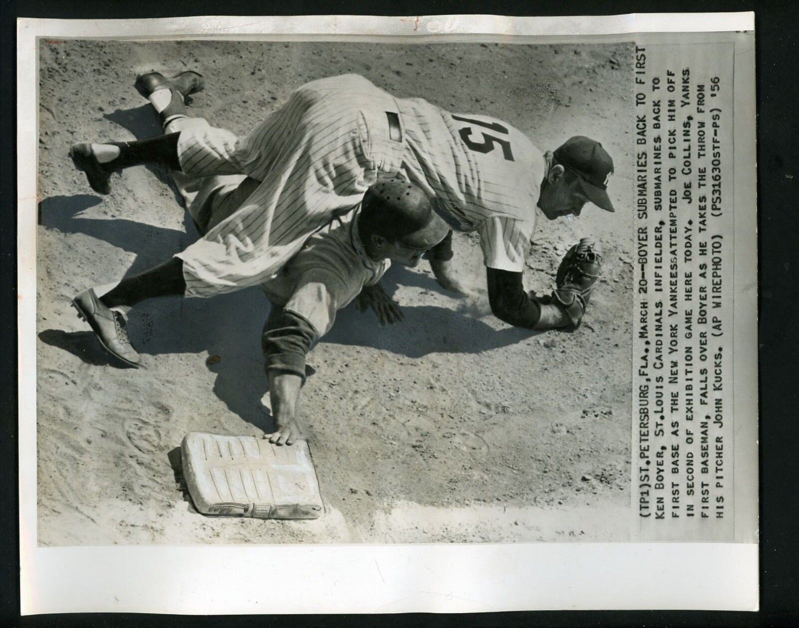 Ken Boyer & Joe Collins 1956 Press Photo Poster painting New York Yankees St. Louis Cardinals