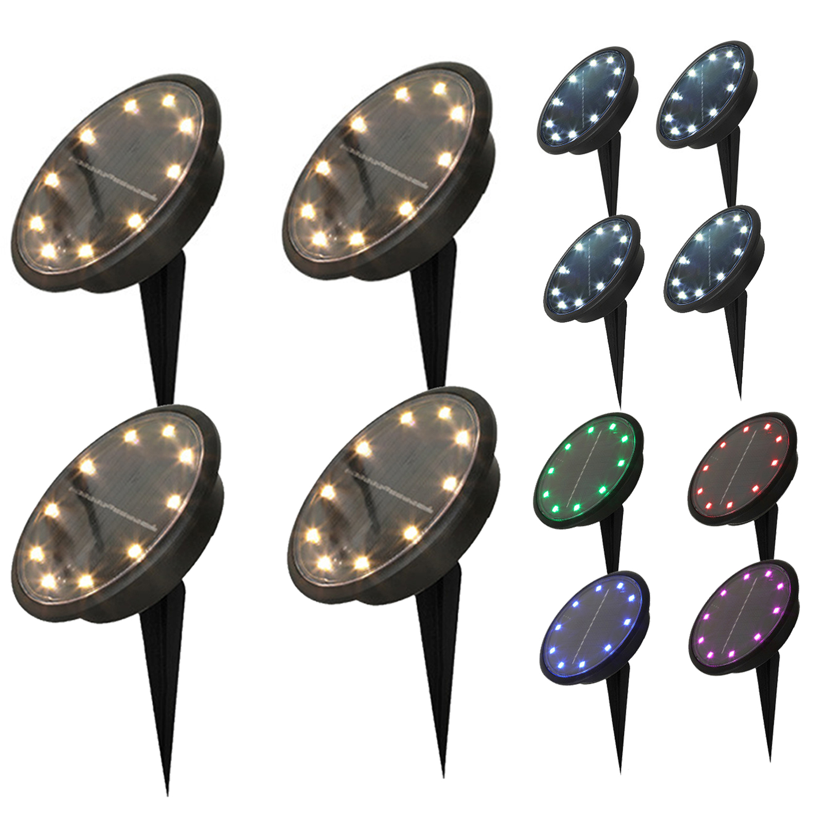 

LED Solar Ground Lights - 4 Packs, Outdoor Lamp, for Garden, Pathway, Yard, Colorful light, 501 Original