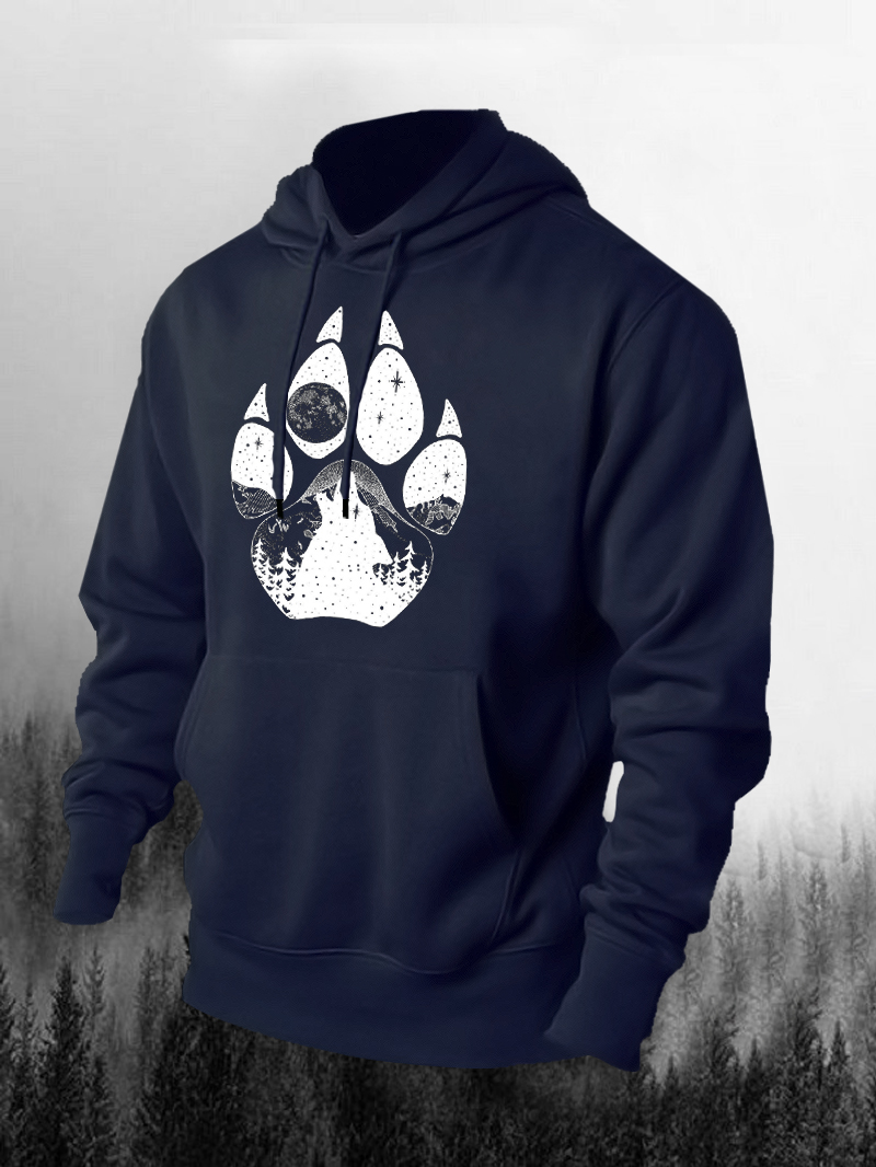 Wolf Paw Forest Printed Men's Hoodie
