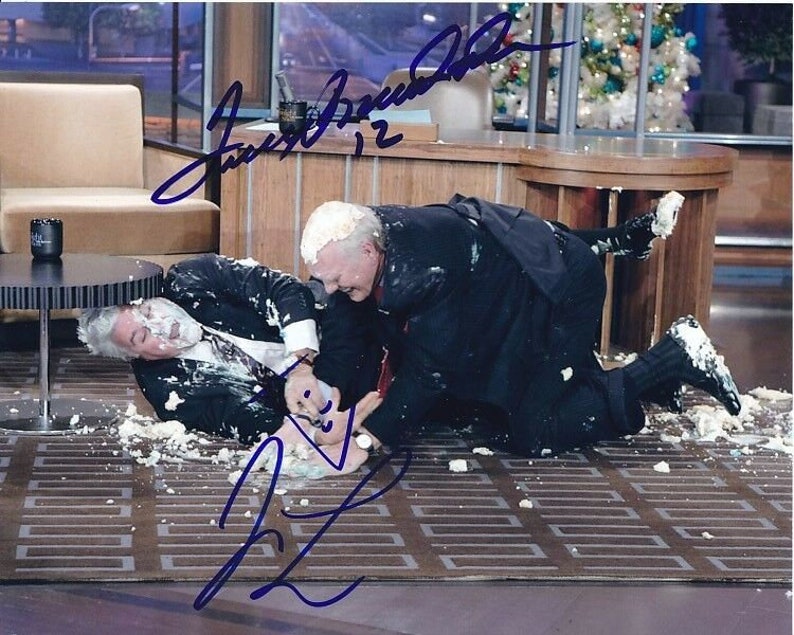 Terry bradshaw & jay leno signed autographed the tonight show Photo Poster painting