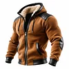 Men's Vintage Suede And Leather Patchwork Fleece Warm Hooded Jacket by Inlyline