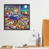 Fille et chats-perceuse ronde peinture diamant-40*40cm
