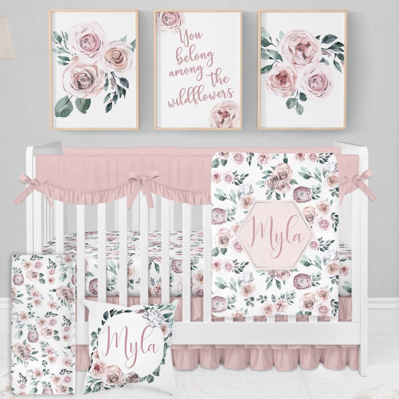 Baby Girl Crib Bedding Set, Floral Nursery, Floral Crib Bedding, Crib