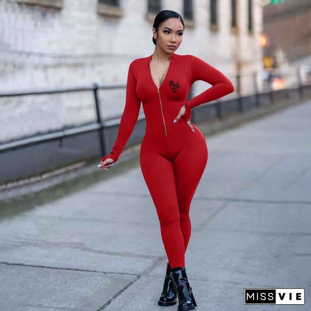 Activewear Long Sleeve Bodycon One Piece Jumpsuit