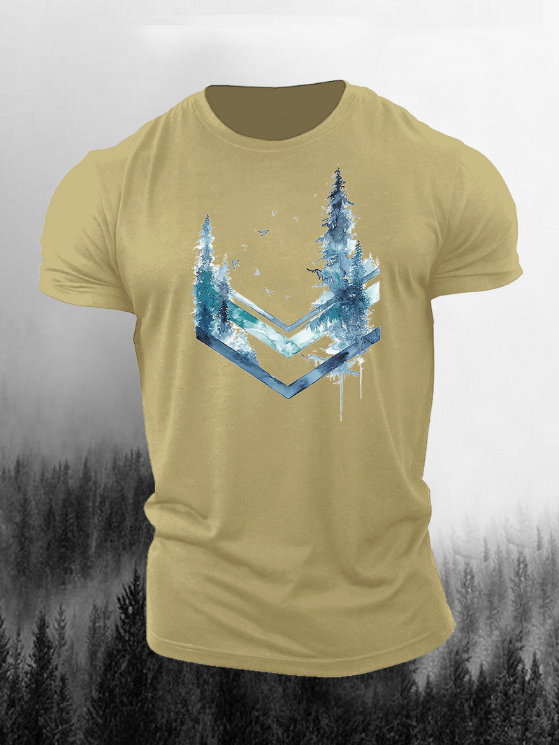 Watercolor Iceberg Print Short Sleeve T-Shirt