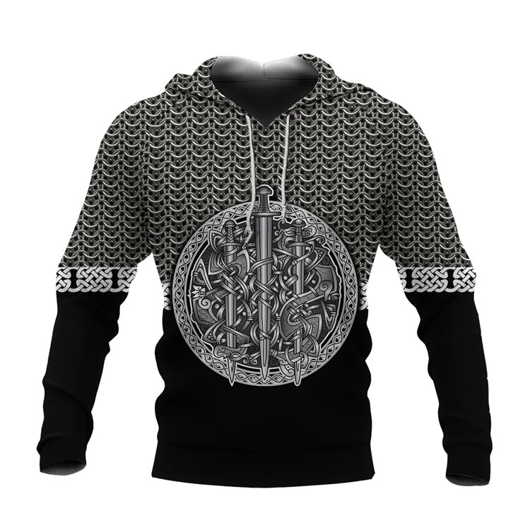 3D-Printed Custom Hoodie - Vintage Chainmail Style with Celtic Design