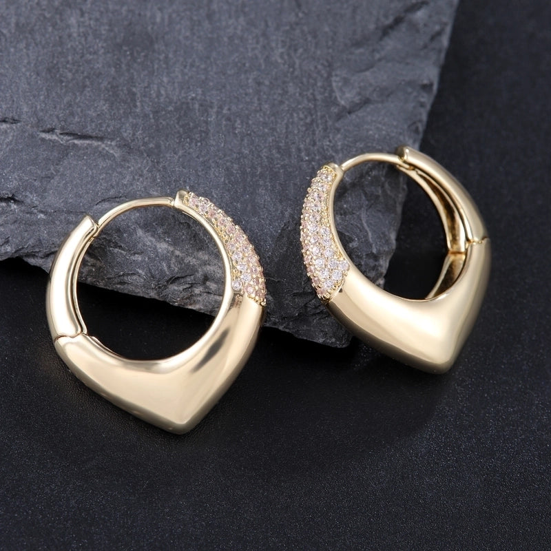 1 Pair Classic Style Round Plating Inlay Copper Zircon 18K Gold Plated Earrings