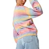 Gioiacombo™ Maglione da donna girocollo sfumato color arcobaleno