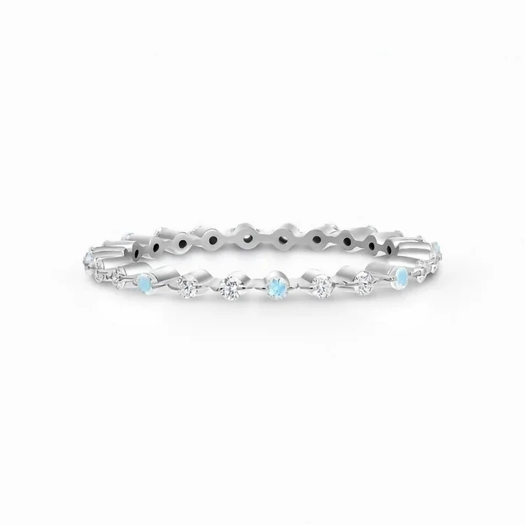 S925 sterling silver inlaid with diamond moonstone micro-zircon ring