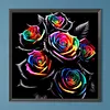 Diamond Painting -DIY Round Drill Rainbow Black Rose(40x40cm)