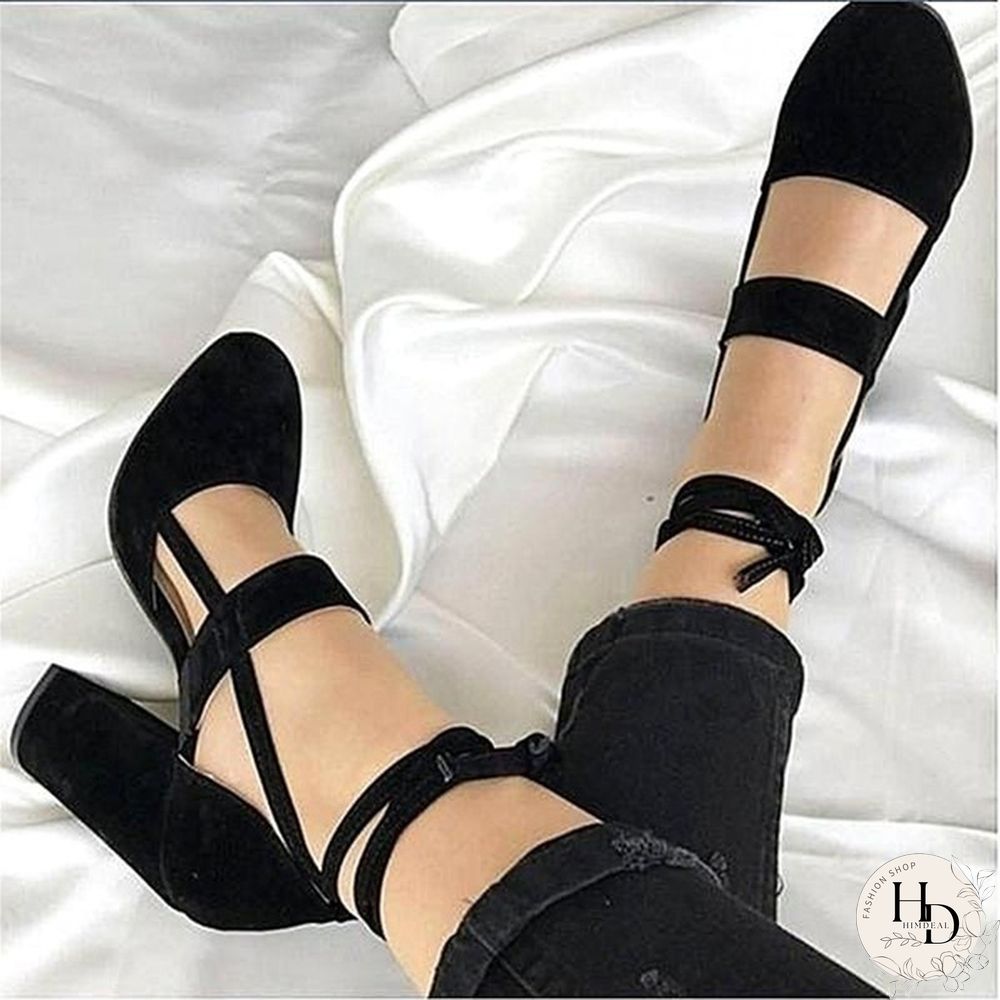 Women Sexy Heels 5 Colors Suede Straps Thick High Heeled Shoes Summer Party Sandals