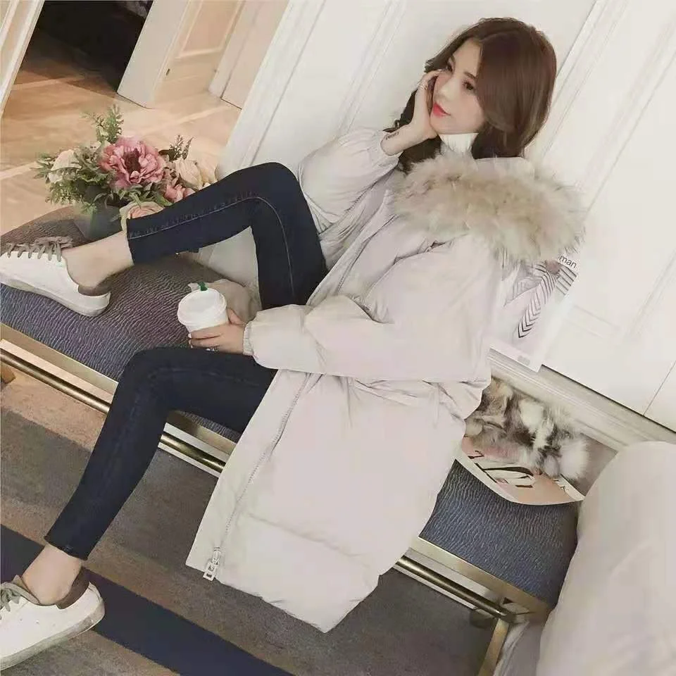 Women's cotton-padded jacket Korean style slim cotton-padded jacket mid-length over-the-knee cotton-padded jacketcoat