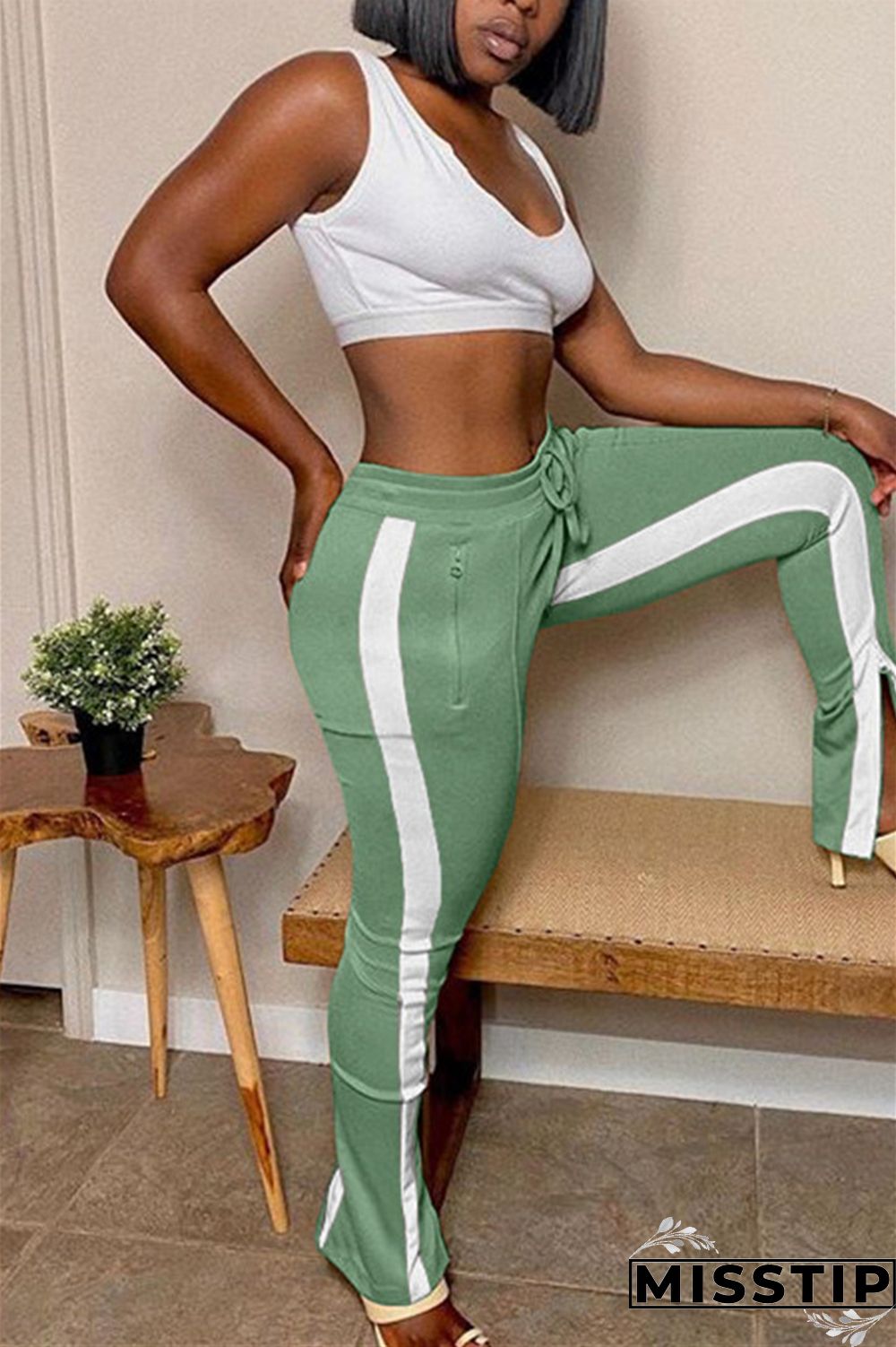 Dark Gray Fashion Casual Regular Patchwork Bottoms