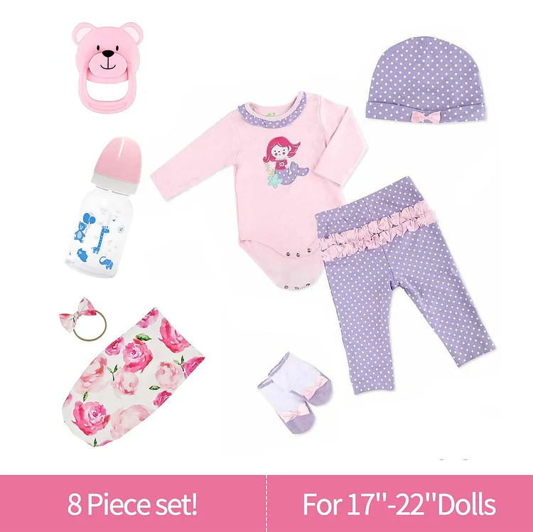  17"-22"[BIG SALE🔊]Adorable Adoption Reborn Baby Clothes Pacifier Essentials-8pcs Gift Set A Accessories - Reborndollsshop®-Reborndollsshop®