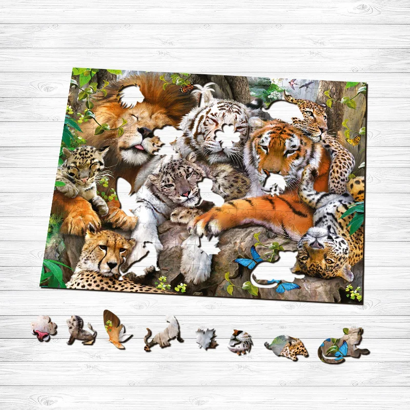 Jeffpuzzle™-JEFFPUZZLE™ Feline Family Wooden Puzzle