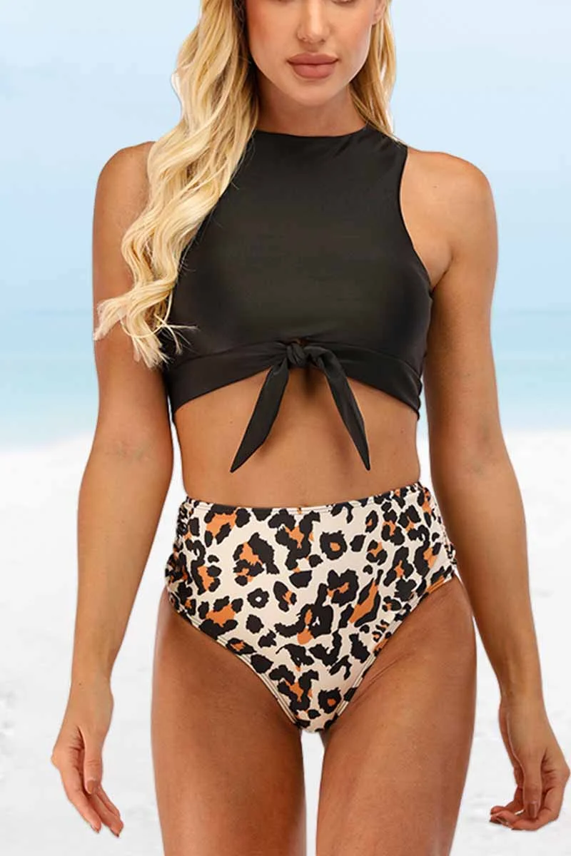 Two-Piece High Waist Sexy Leopard Swimsuit