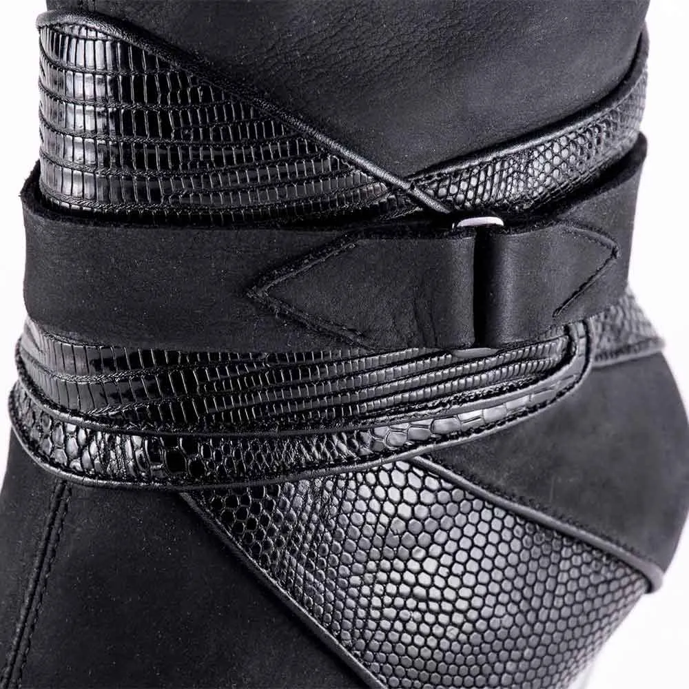 Black Closed Toe Cone Heel Knee-High Platform Boots Women