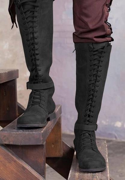 Vintage Knight Knee High Lace Up Boots -boots