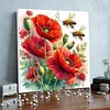 (Framed)Diamond Painting -DIY Round Drill Poppy with Frame(25x25cm)