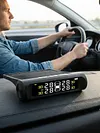 Tire Pressure Monitoring System with 4 External Sensors Tire Pressure Monitor Digital LCD Display Solar Charging for Sedan RV Trailer Truck