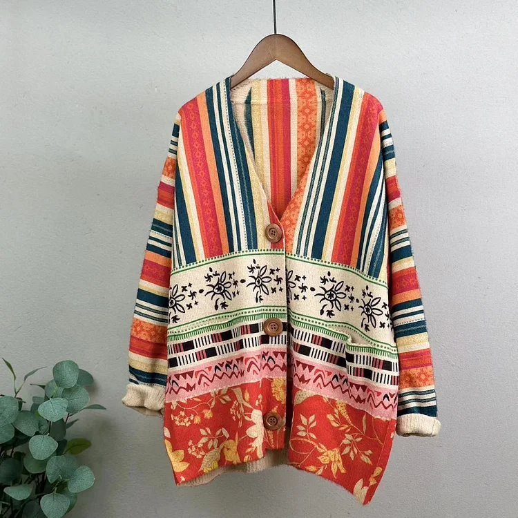 Plus Size - Knitted Floral Soft Comfortable Cardigans Sweater socialshop