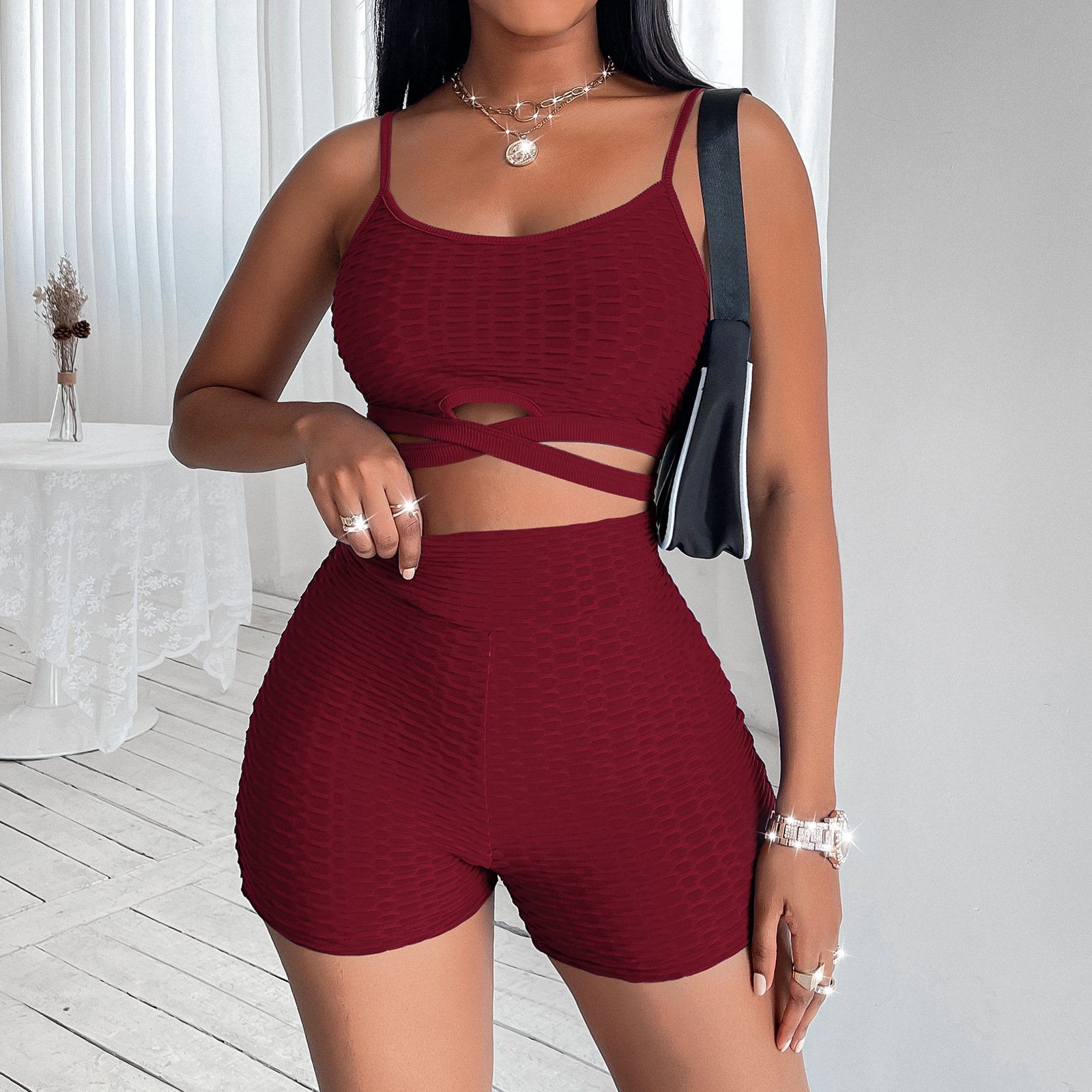  thdmladies Small Vest Two-piece Fashion Small Sports Casual Suit thedmladies