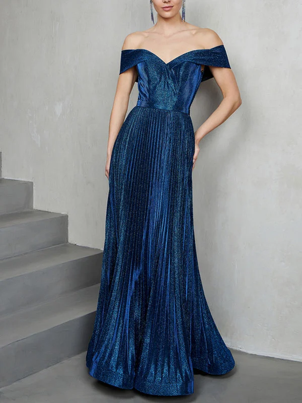  Long Pleated Cocktail Dress Women's Gown