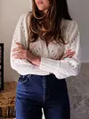 Stylish Buttoned V-Neck Crochetgo Hollow Simple Sweater