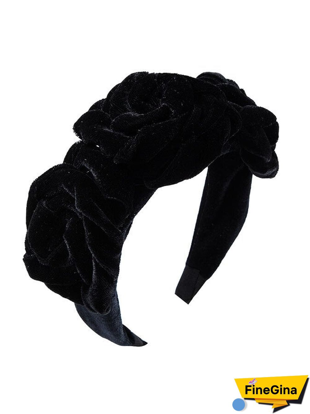 Pure Color Floral Velvet Headband