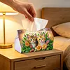 Twin Kittens Bloom DIY PULeather Diamond Painting Tissue Box for Adults Beginners Large Size Diamond Art Paper Storage Holder for Living Room Bathroom Table Decor