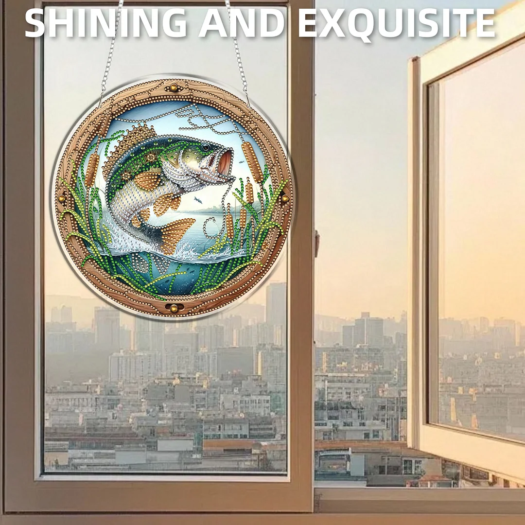 Fish 2D Flat DIY Acrylic Diamond Art Pendant Craft Kit for Home Wall Decoration