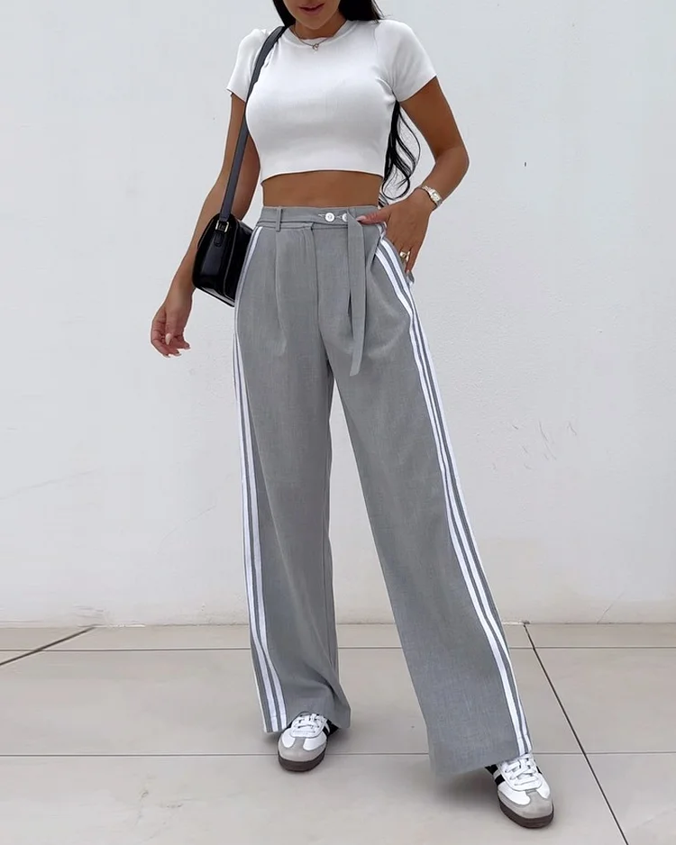 Casual solid color two-piece set