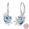 925 Sterling Silver Blue Crystal Heart Ear Buckles 