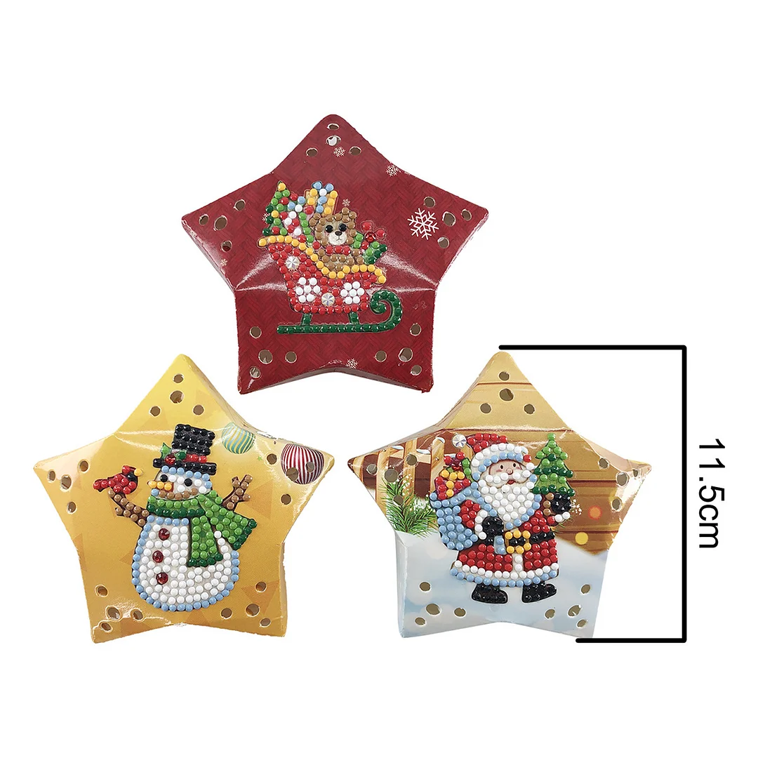 DIY Diamond Painting Christmas Tree LED Hanging Star Lights