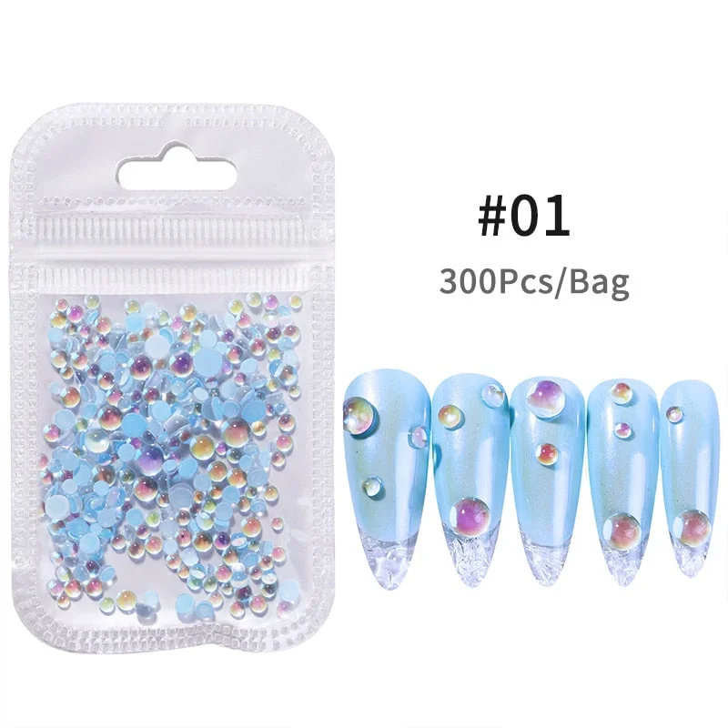 48pcs Mixed Size Aurora Little Bear Nail Art Accessories Resin Kawaii Bear Stereo FlatBack 3D Fashion Fingernail DIY Decoration-Nail Inspo