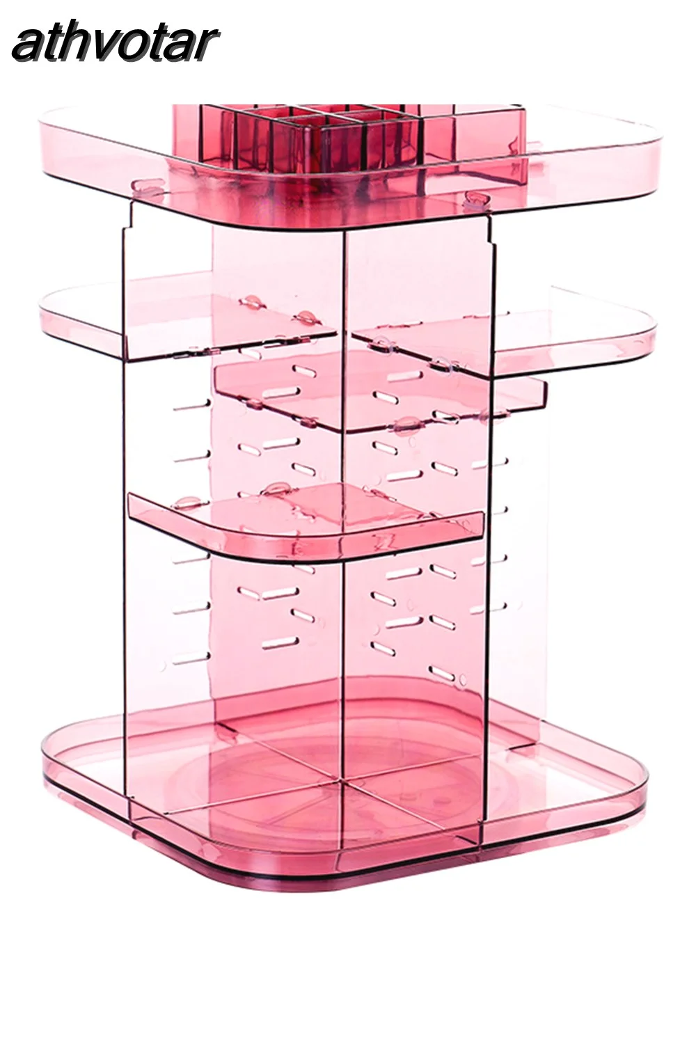 athvotar Degree Rotating Cosmetic Storage Box Make-up Organizer Lipstick Holder Transparent Crystal Display Stand Large Capacity