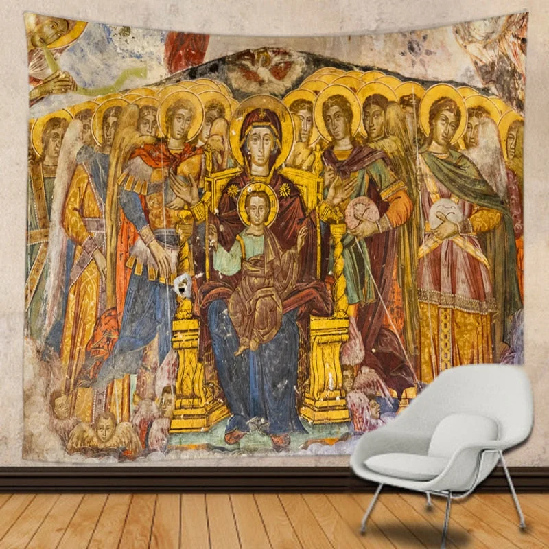 Vienna Christian Church Tapestry Home Boho Decor Witchcraft Wall Art Mural Drop Wall Cloth Christ Lord Angel Wall Tapestry